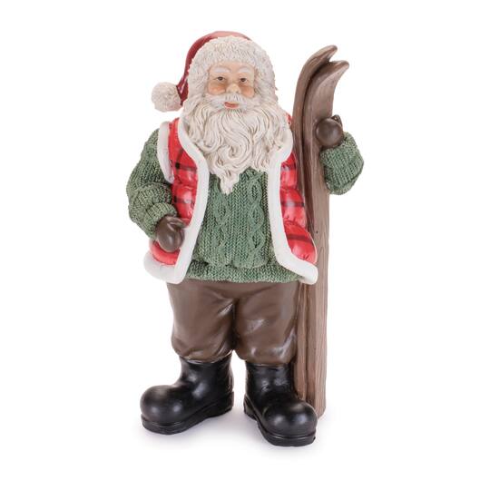 Melrose 9.75" Santa Claus Figurines with Skis Set